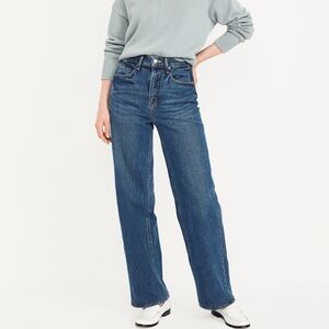 Old Navy Extra High-Waisted Super Wide Leg Jeans, Blue, Size 14